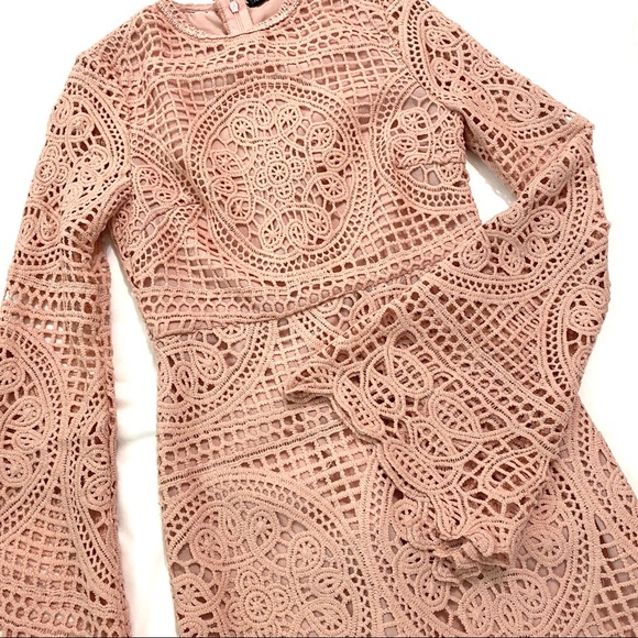 Haute Rogue Emma Pink Lace Bodycon Mini Dress XS - Picture 6 of 10